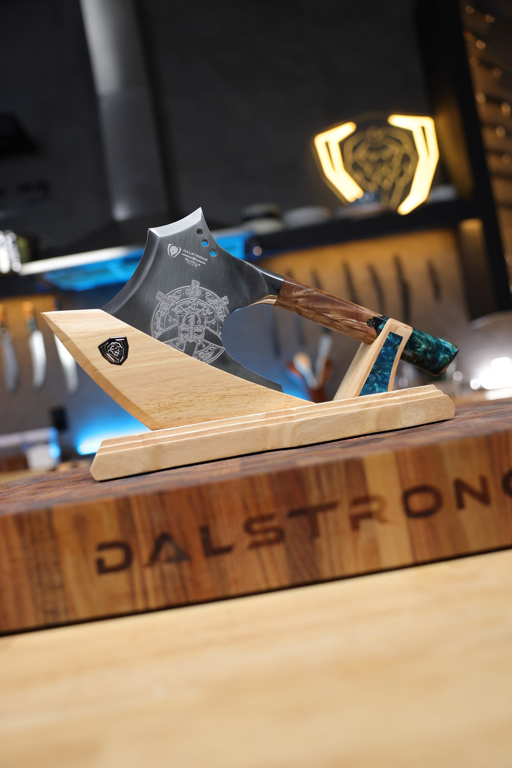 Valhalla Meat Axe in its display stand