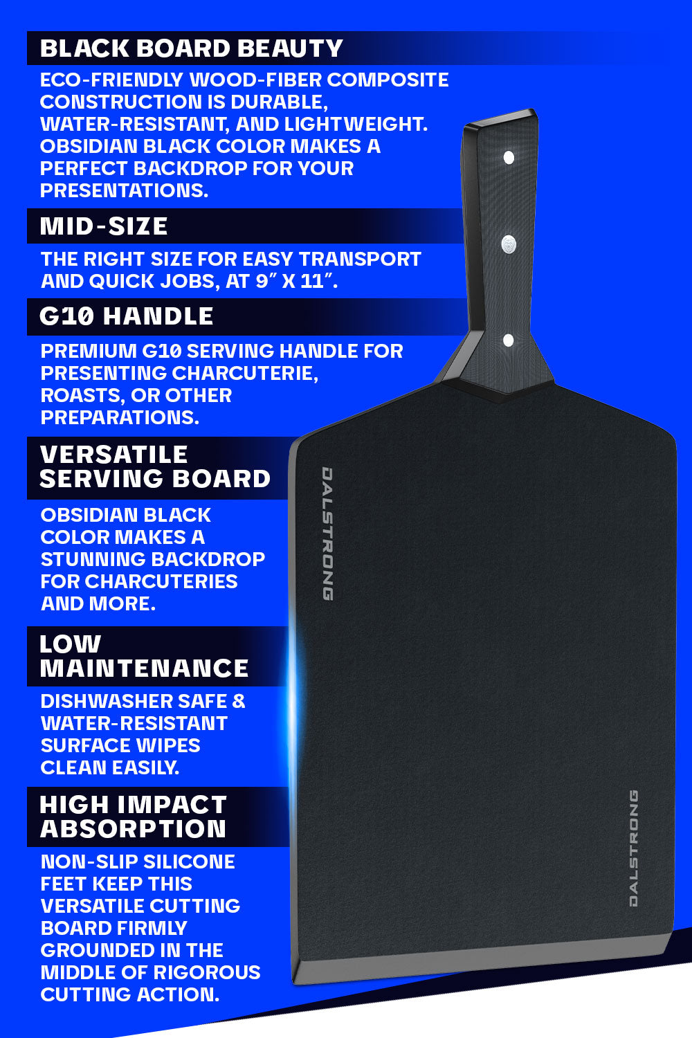 Dalstrong infinity series fibre cutting board medium size specification.
