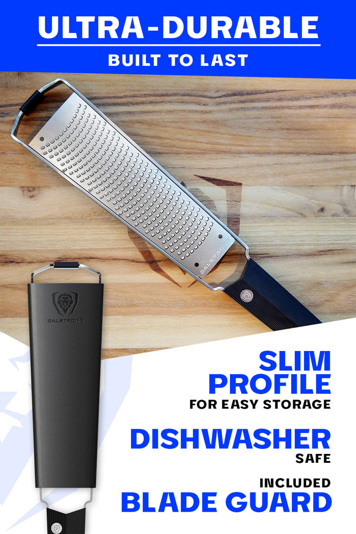 Dalstrong professional zester narrow grater featuring its durable and slim design.