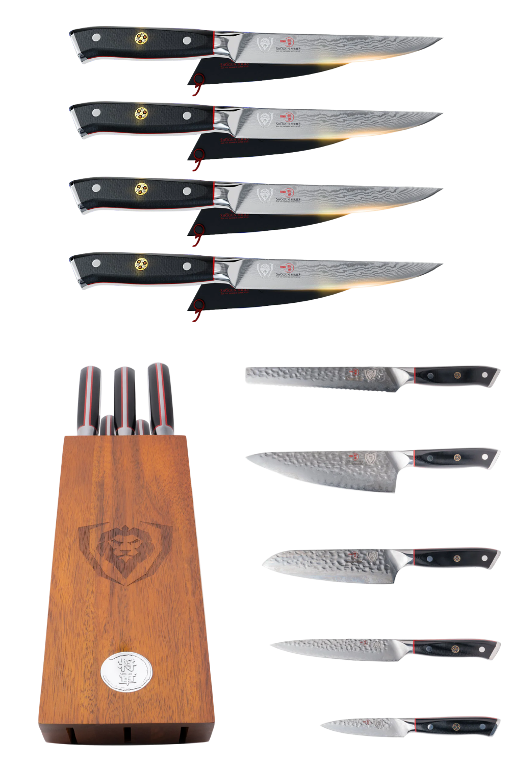 Shogun Bundle | 4-Pc Steak Knife Set + 5-Pc Knife Block Set