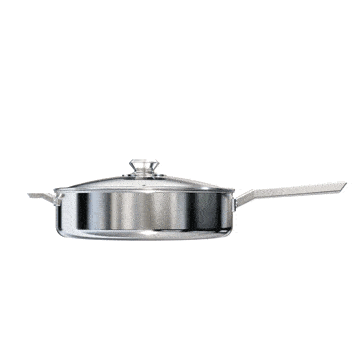 Dalstrong oberon series 12 inch silver saute frying pan in all angles.