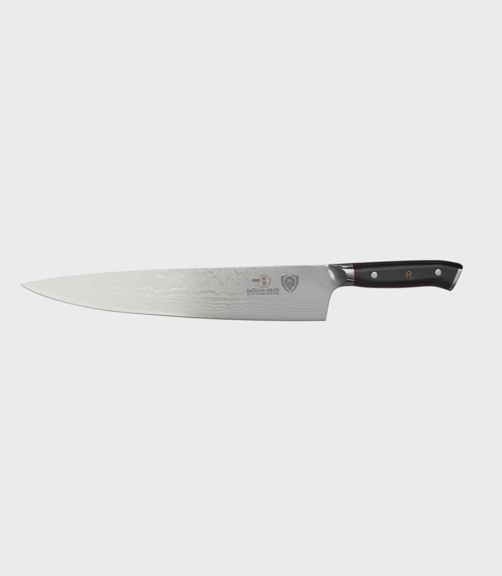 Dalstrong shogun series 14 inch extra long slicer knife in all angles.