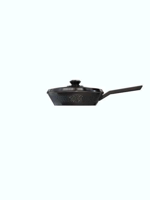 Dalstrong avalon series 10 inch frying pan and skillet hammered finish black in all angles.