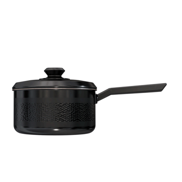 Dalstrong avalon series 3 quart stock pot hammered finish black in all angles.
