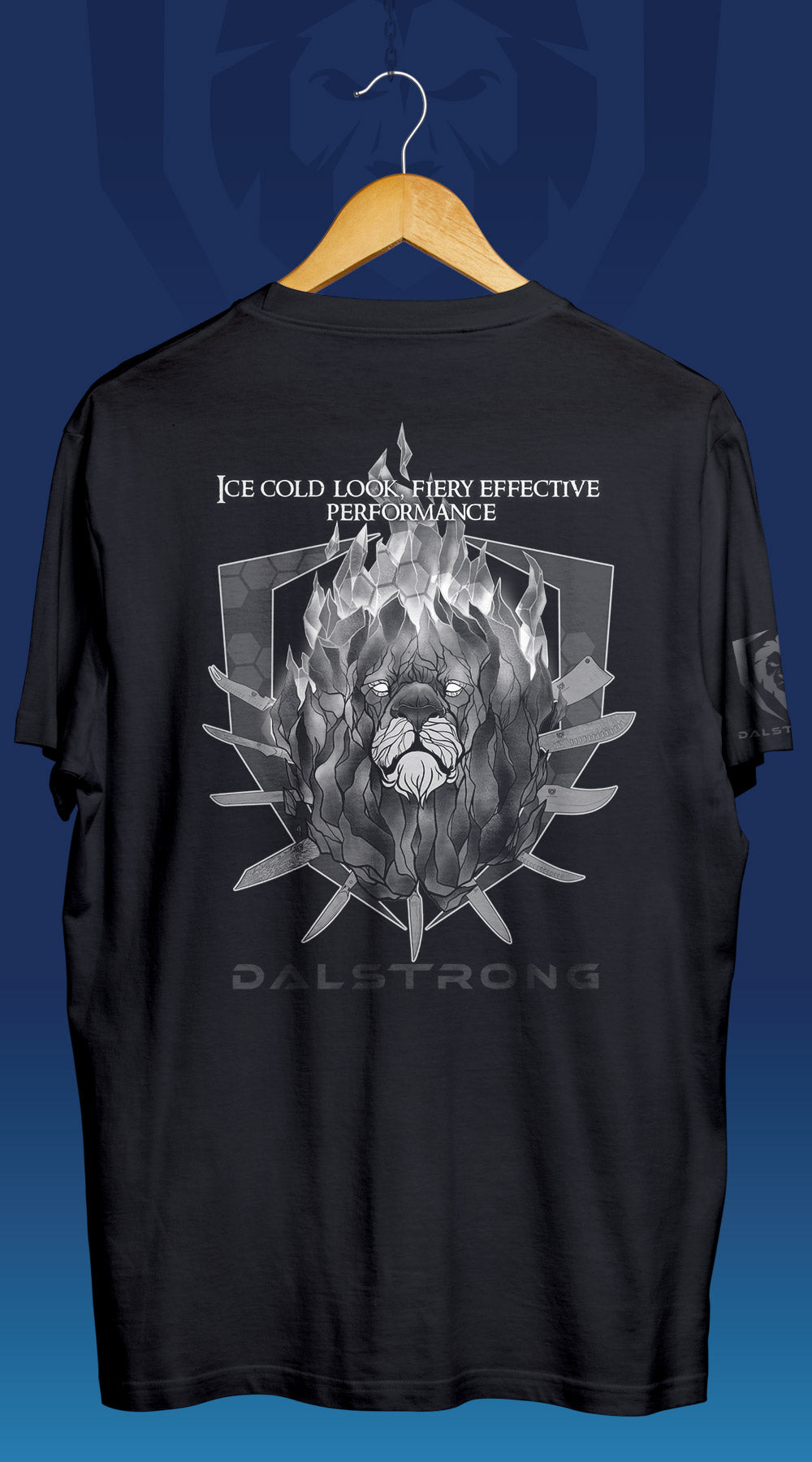 Dalstrong light your fire tee black back design.