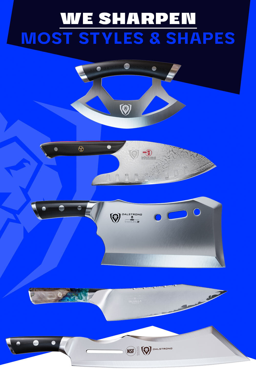 Dalstrong's Knife Sharpening Service can sharpen knives of differetn styles.