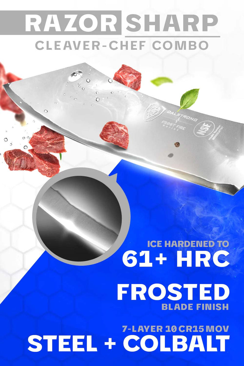 Chef & Cleaver Hybrid Knife 8" The Crixus Frost Fire Series NSF