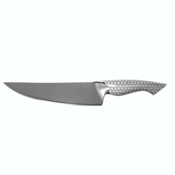 Dalstrong frost fire series 8 inch chef knife in all angles.