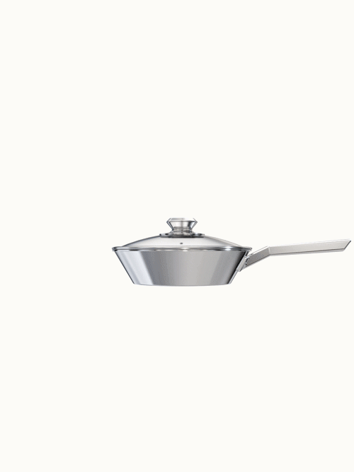Dalstrong oberon series eterna non-stick 9 inch frying pan and skillet in all angles.