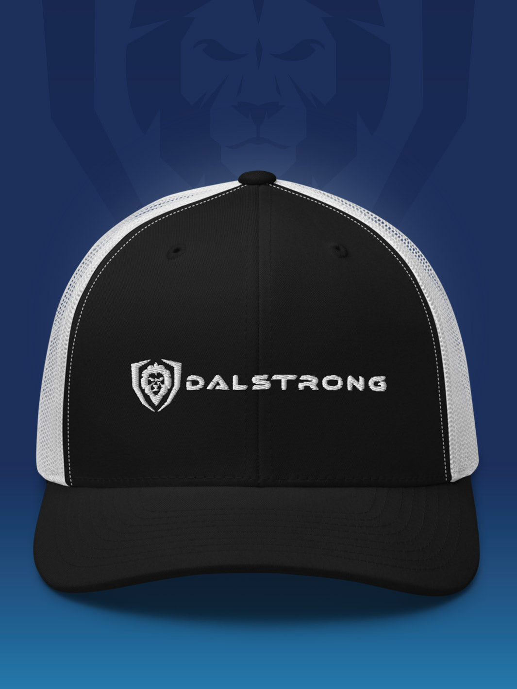 Dalstrong apparel trucker cap classic logo black and white.