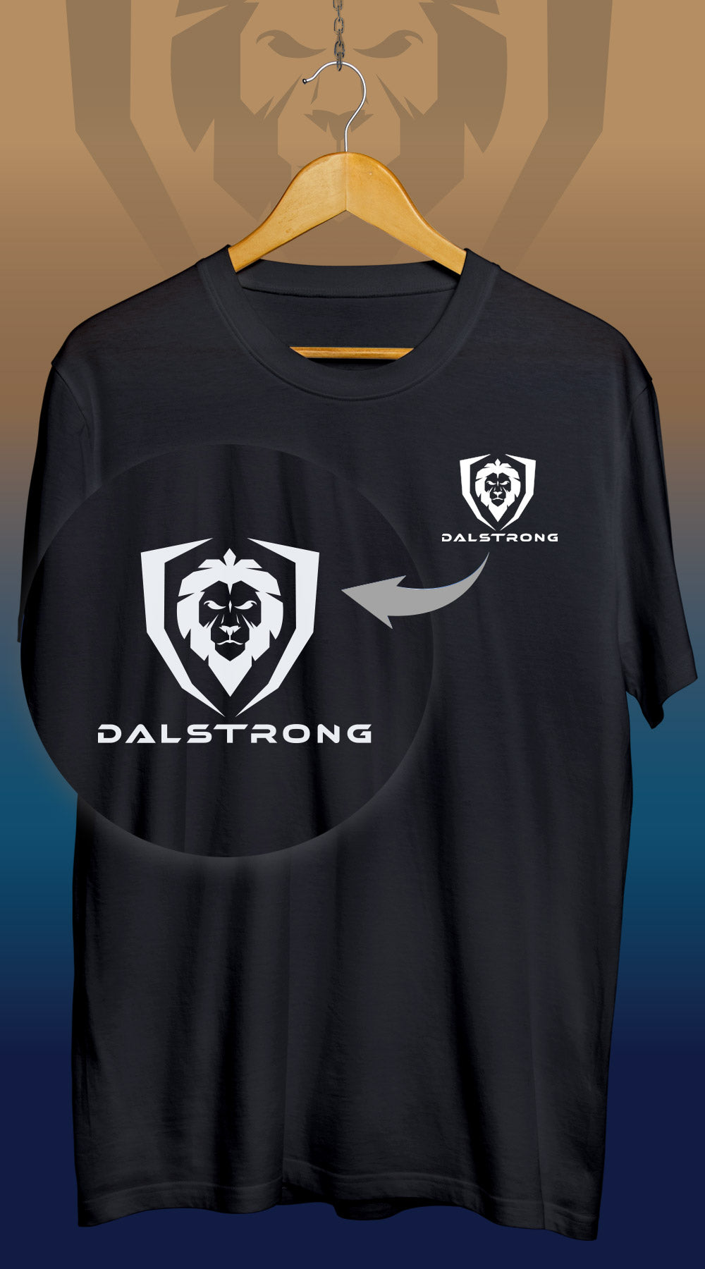Dalstrong valhalla series tee x arik roper collab black front design with dalstrong name and logo.