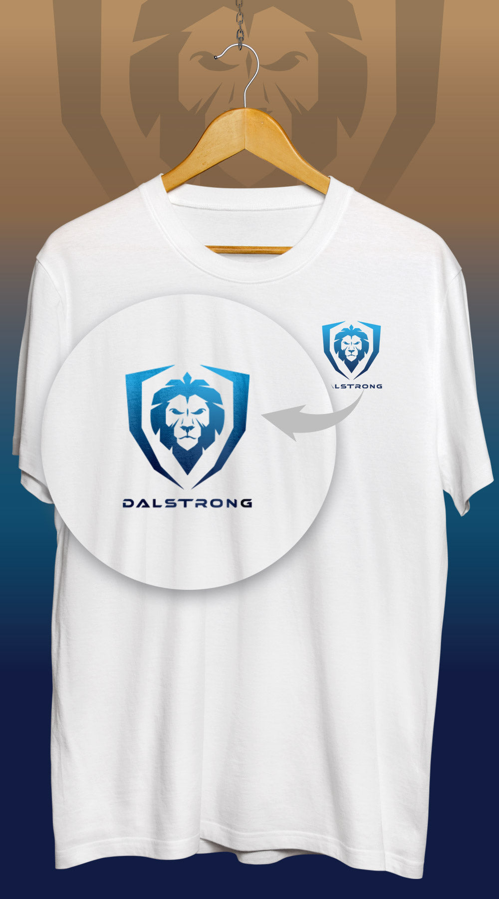 Dalstrong valhalla series tee x arik roper collab white front design with dalstrong name and logo.