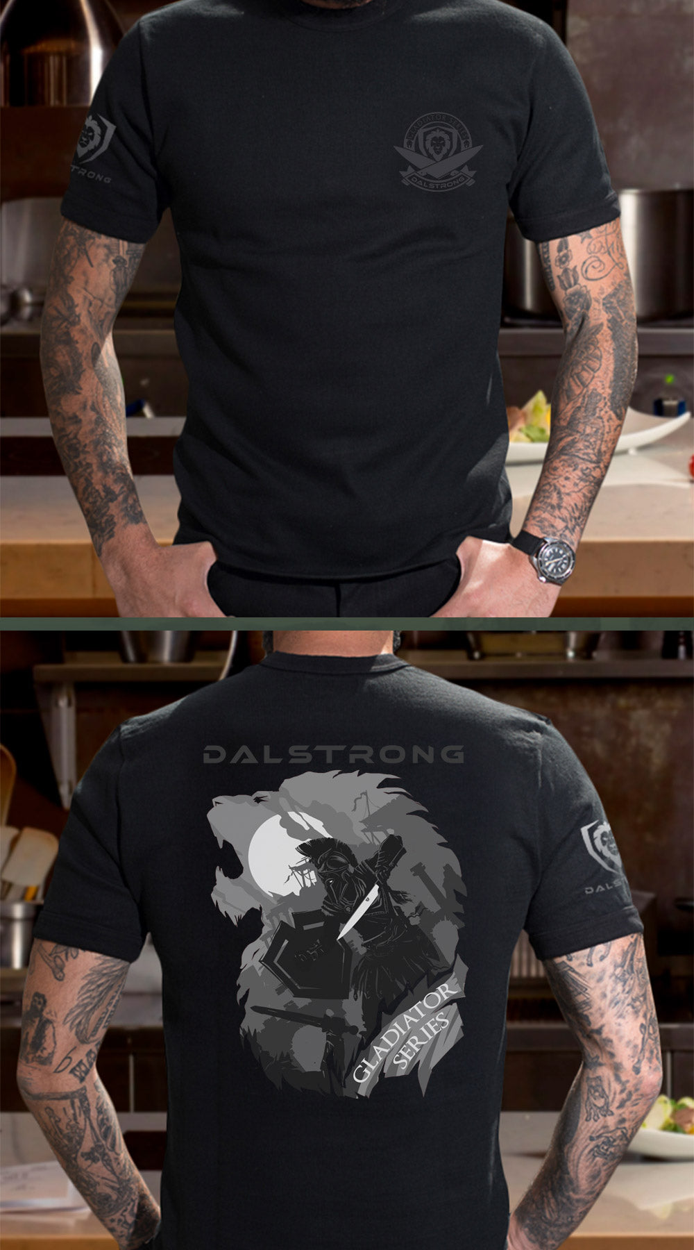 Dalstrong fight for glory tee black front and back preview.