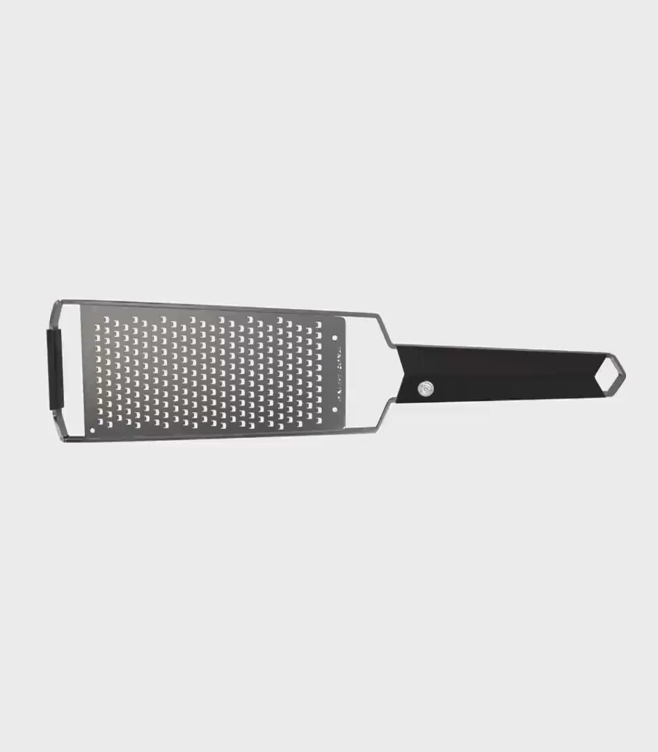 Dalstrong professional coarse wide cheese grater in all angles.
