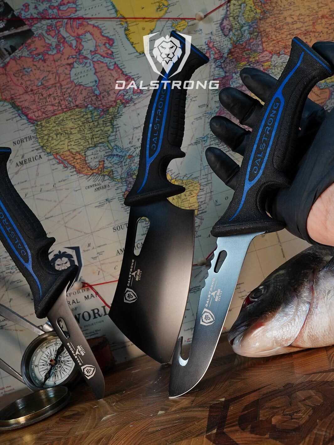 3-Piece Knife Set | Boning Knife, Hook Knife, Mini Cleaver | Night Shark Series | NSF Certified | Dalstrong