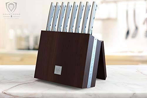 8-Piece Steak Knife Set | White ABS Handles with Storage Block | Gladiator Series | Knives NSF Certified | Dalstrong © 8