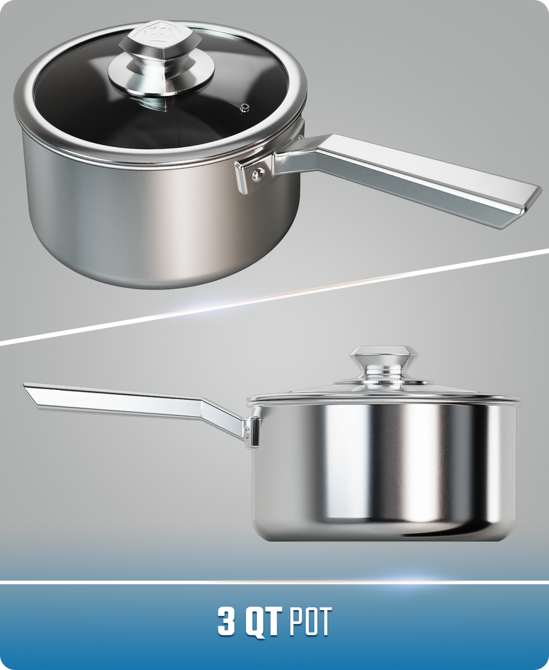 Dalstrong oberon series 3 quart stock pot eterna non-stick in two in angles.