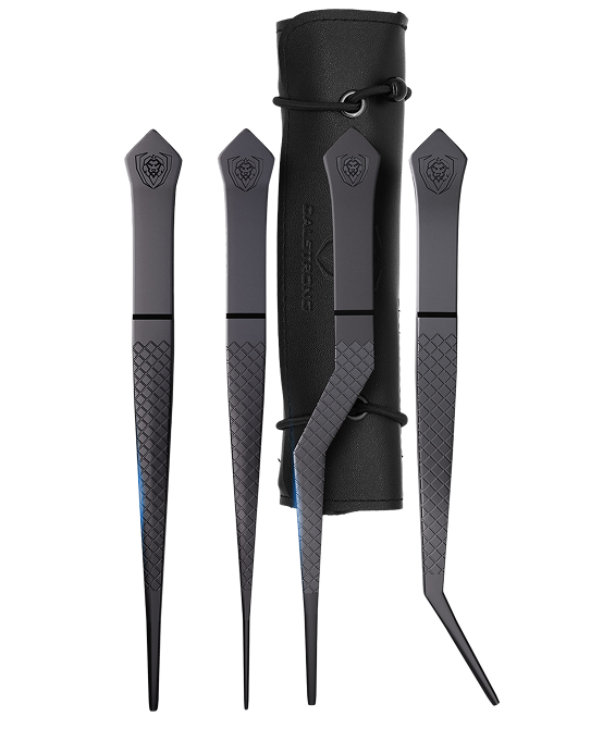 4 Piece Plating Tweezers Set 6.5" | Curved, Offset, Fine, and Regular Tweezers | Dalstrong ©