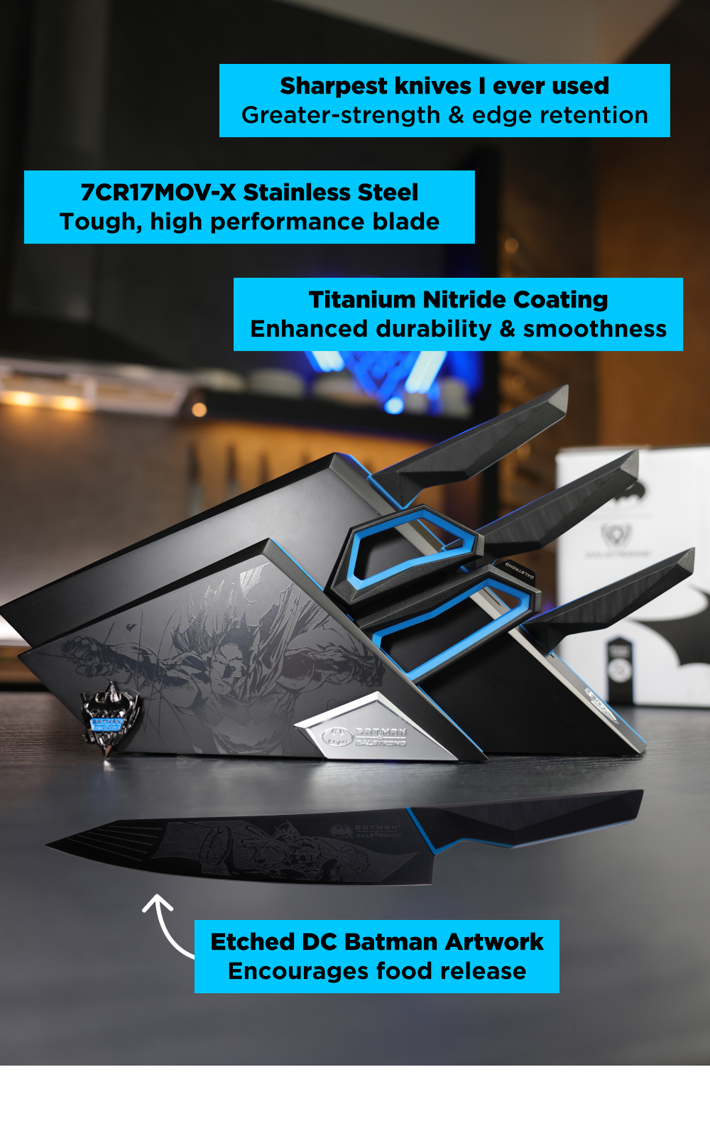Knife Block Set 4-Piece | Batman™ Edition | Dalstrong © 14