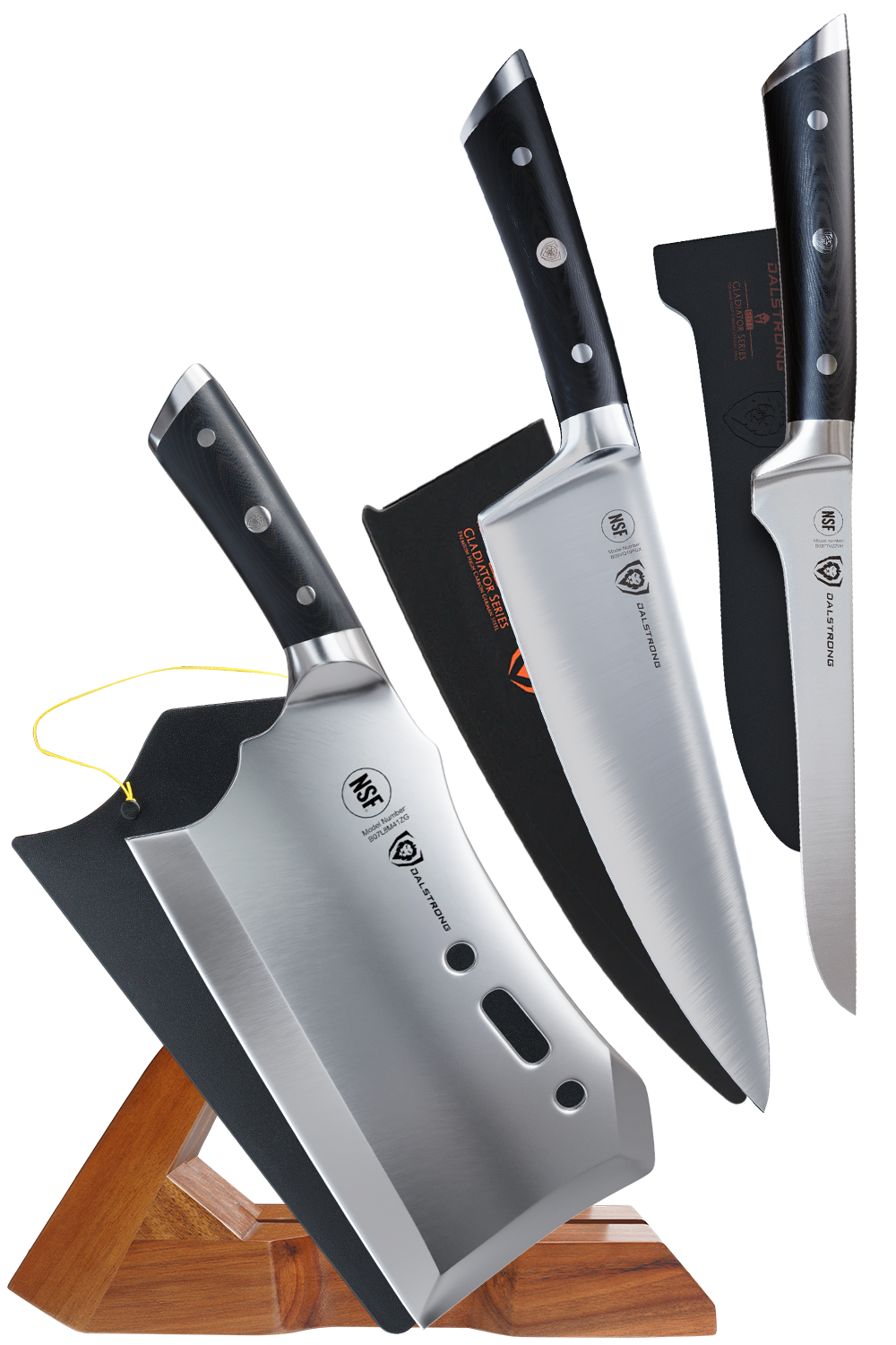 The Gladiator BBQ Bundle | 8" Chef's Knife + 6" Boning Knife + 9" Meat Cleaver with Stand