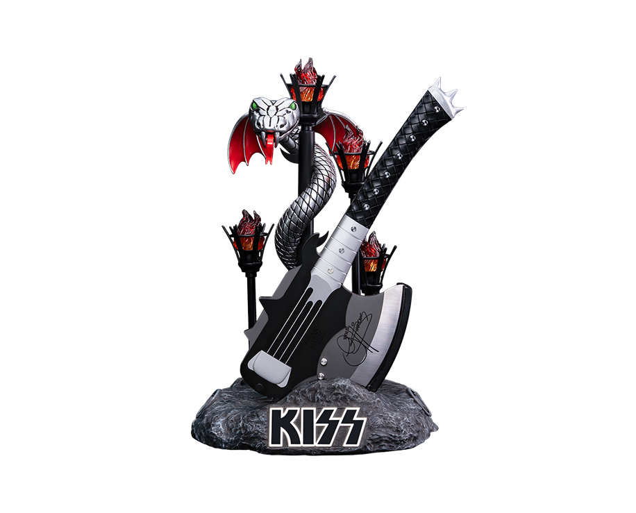 Gene Simmons' HELLFIRE DEMON AXE _ KISS™ x StudioForge™ | Gene Simmons' HELLFIRE DEMON AXE | 7.5” Collector’s Meat Axe & Display Stand _ 1