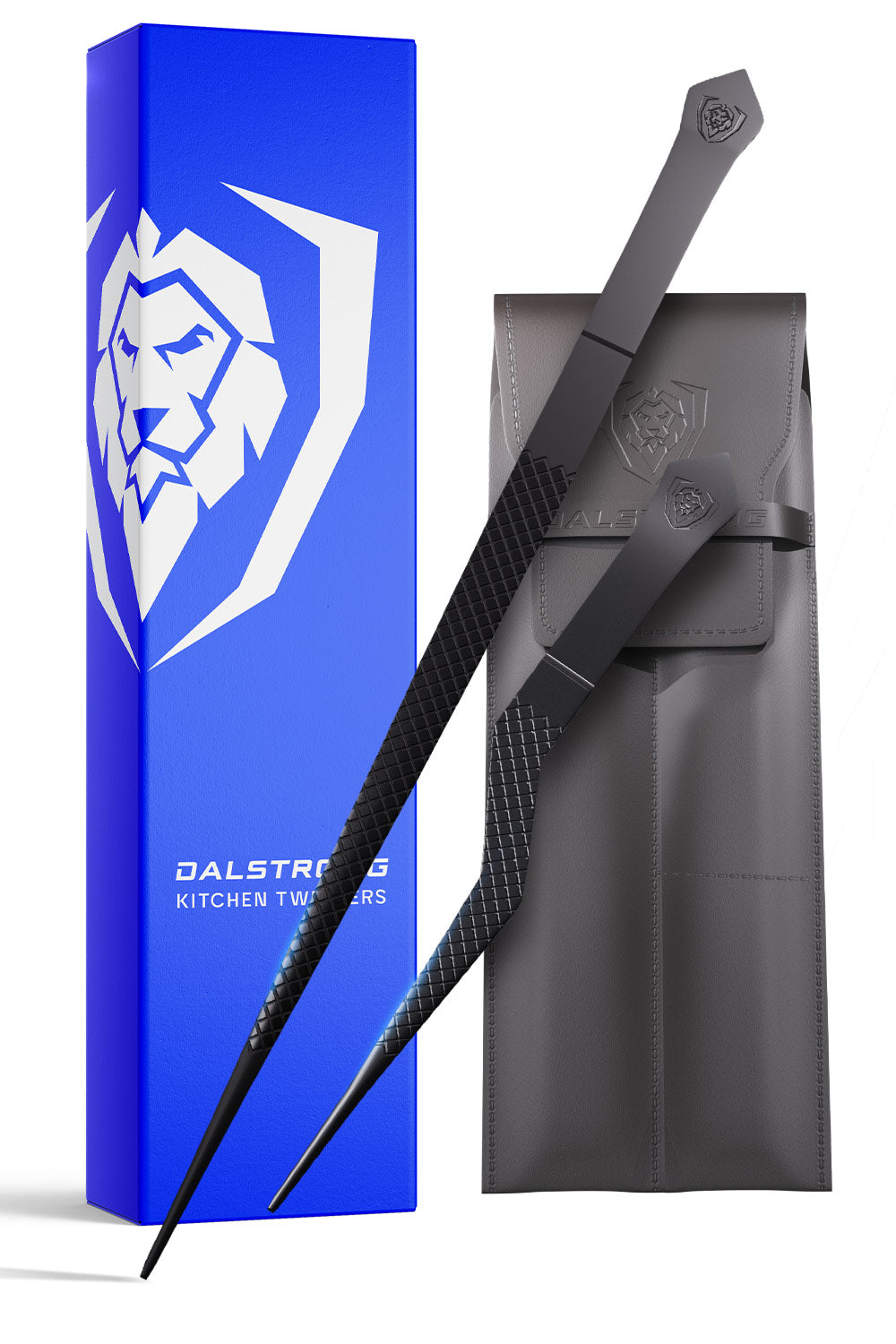 Dalstrong 10 inch straight and 6.5 offet professional plating set in front of it's premium packaging.