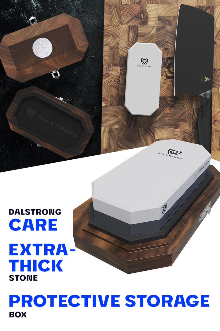 #1000 / #6000 Grit Combo with Oak Storage Box | Portable Whetstone Kit | Dalstrong ©
