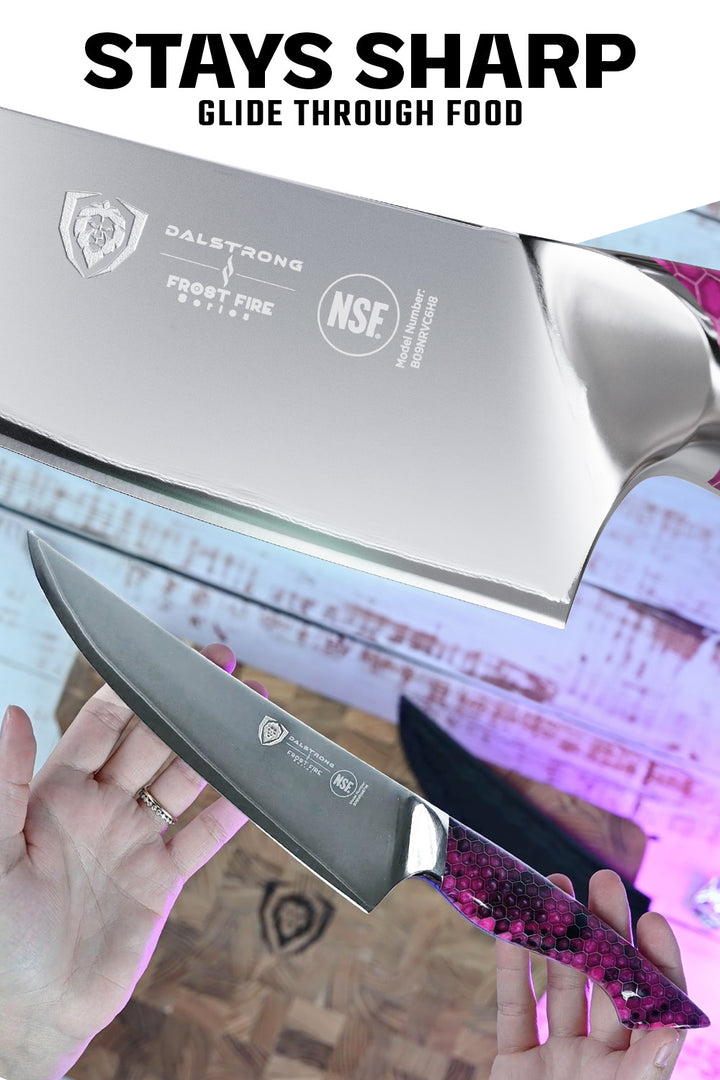Chef's Knife 8" | Fuchsia Handle (Limited Edition) | Frosted Amethyst Edition | Frost Fire Series | NSF Certified | Dalstrong ¬©