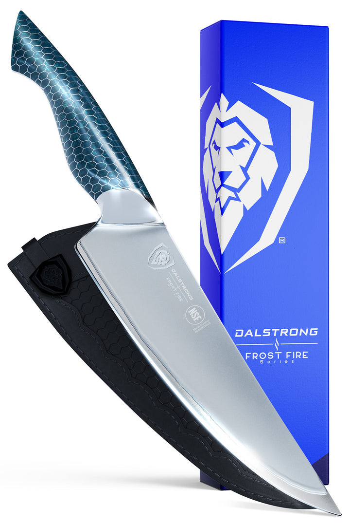 Chef's Knife 8" | Limited Edition | Blue Honeycomb Handle | Frost Fire Series Arctic Ocean Edition | NSF Certified | Dalstrong ©