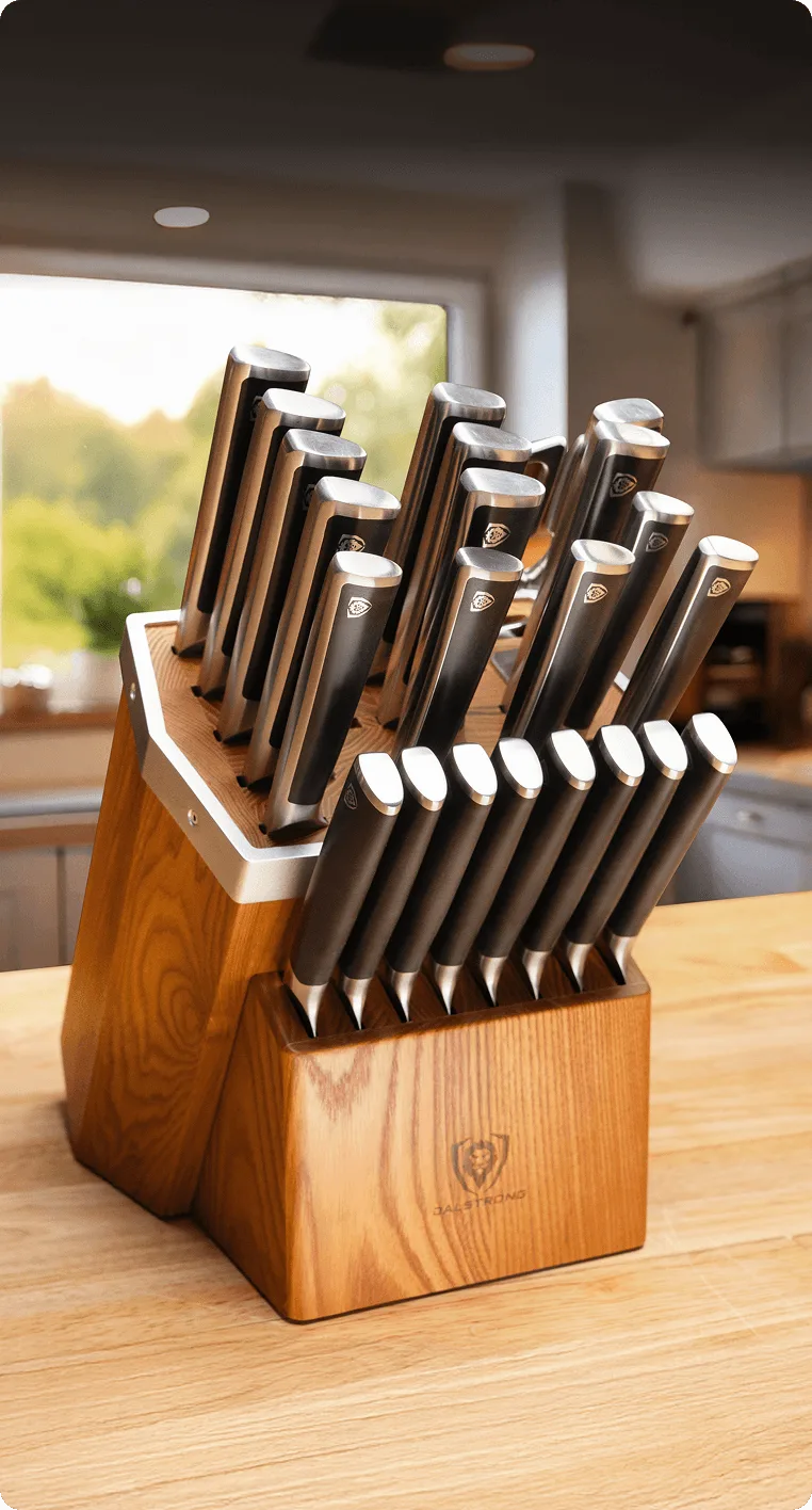 Vanquish 24-piece set on a kitchen island