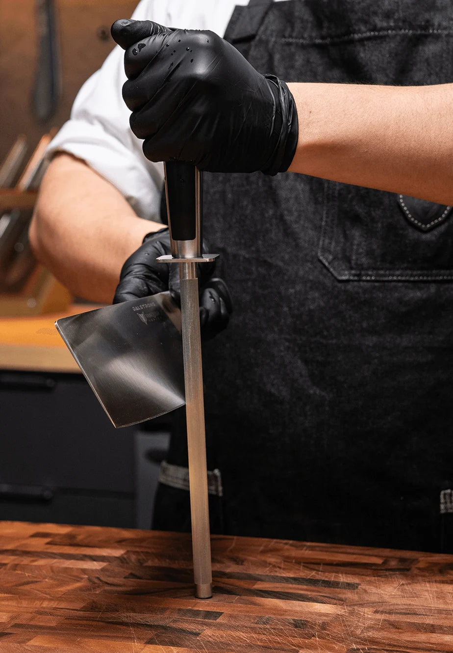 Honing a Vanquish knife in the kitchen