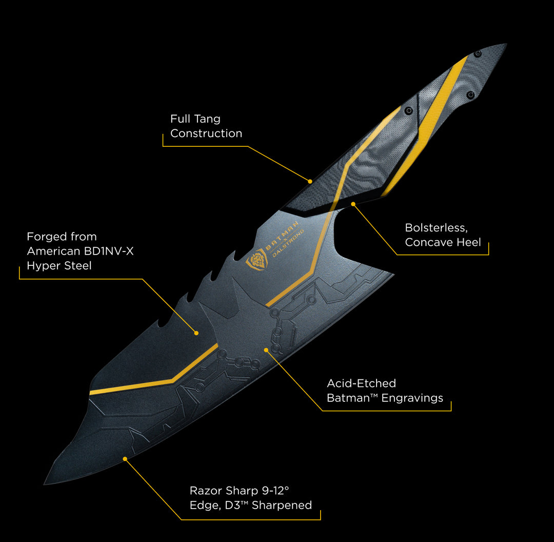 Batman Studio Forge™ | 8” Bladed Displayable Chef Knife & Display Stand | The Gotham City™ Edge