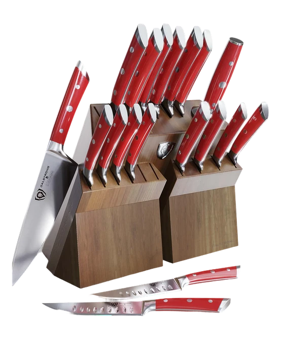 Gladiator Series _ 18-piece Colossal Knife Set with Block | Red Handles | Gladiator Series | Knives NSF Certified | Dalstrong © _ 1