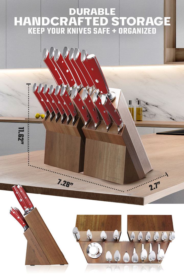 18-piece Colossal Knife Set with Block | Red Handles | Gladiator Series | Knives NSF Certified | Dalstrong ©