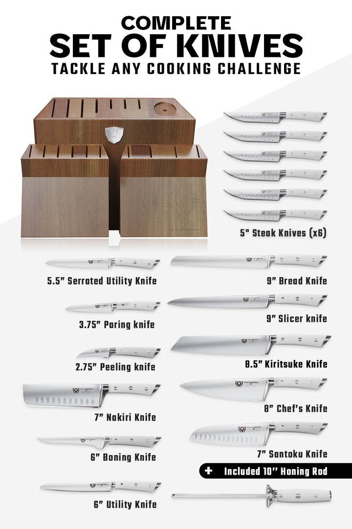 18 Piece Colossal Knife Set with Block | Gladiator Series | Knives NSF Certified