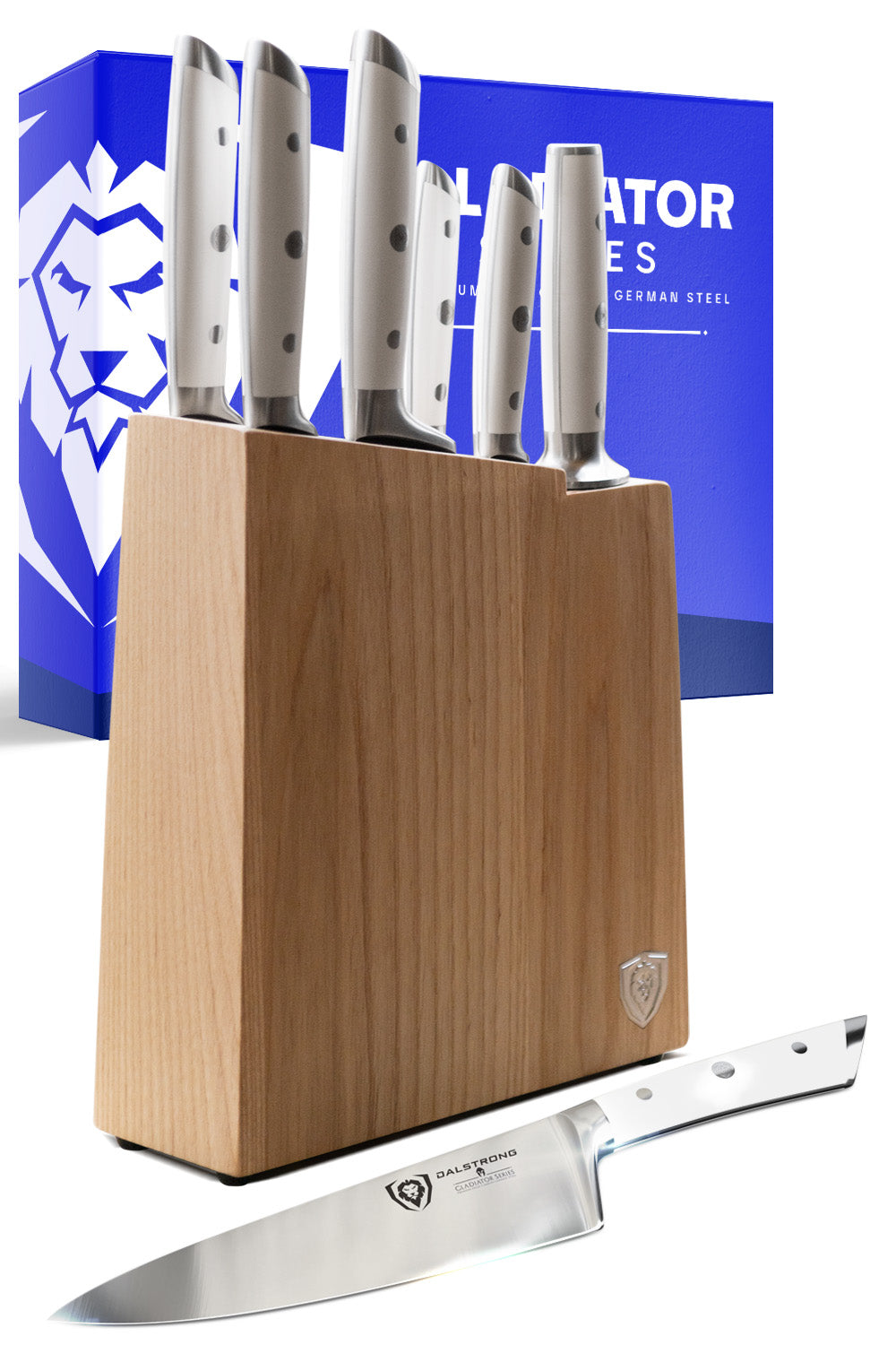 8-Piece Knife Block Set White | Gladiator Series | Knives NSF Certified | Dalstrong ©