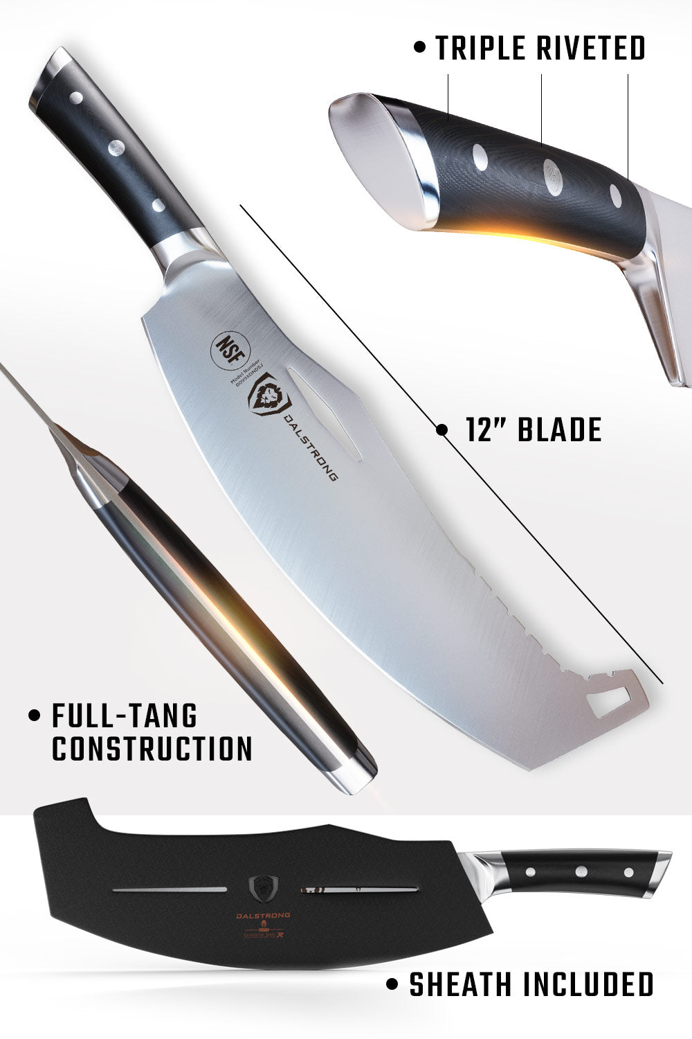 Rocking Cleaver Knife 12" | Gladiator Series | Limited Edition | NSF Certified | Dalstrong ©