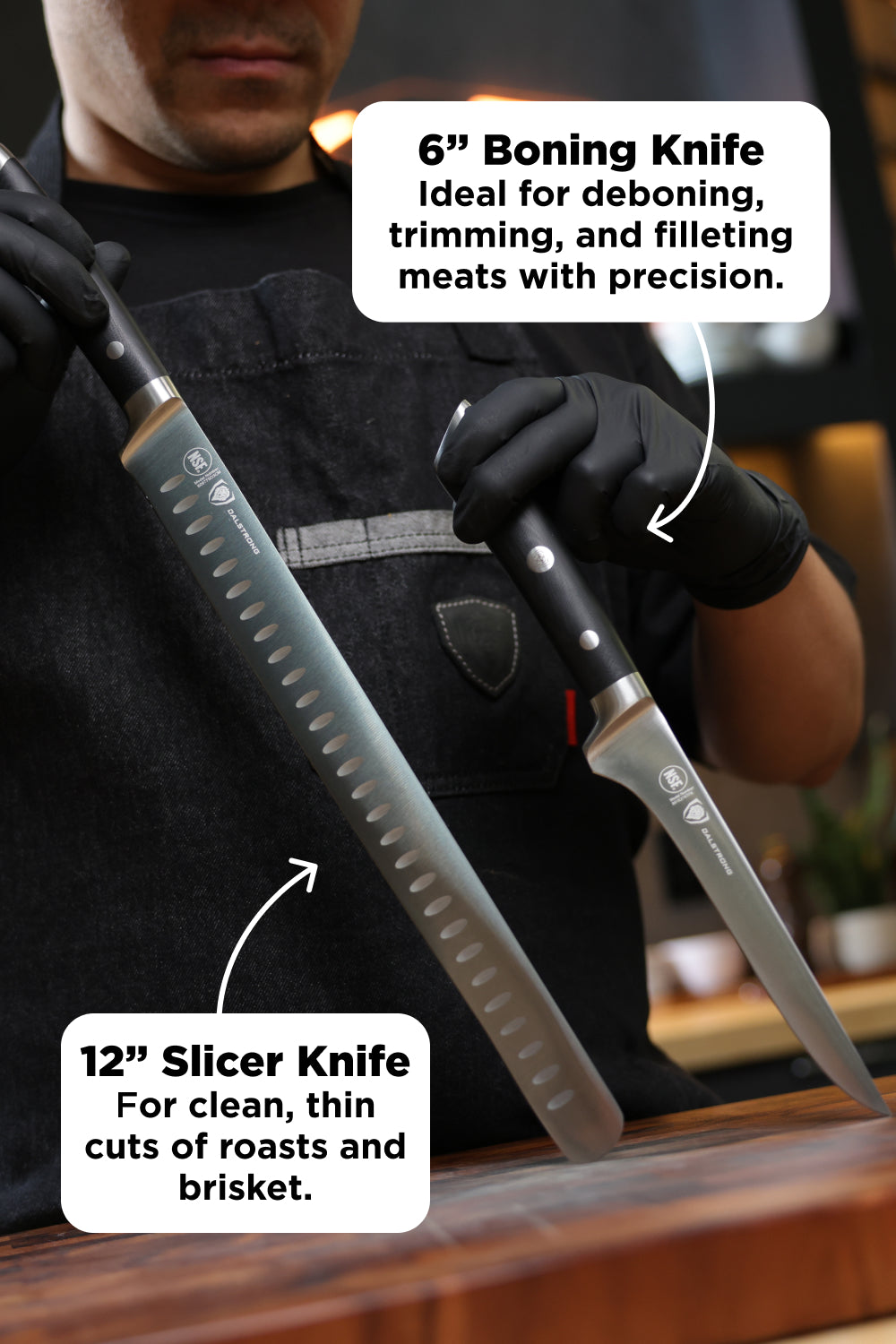 4 Piece Knife Set | Slicing, Boning, Butcher & Venator Knife | Gladiator Series Elite | NSF Certified | Dalstrong ©