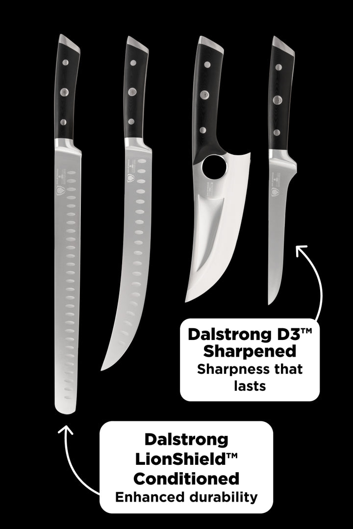 4 Piece Knife Set | Slicing, Boning, Butcher & Venator Knife | Gladiator Series Elite | NSF Certified | Dalstrong ©