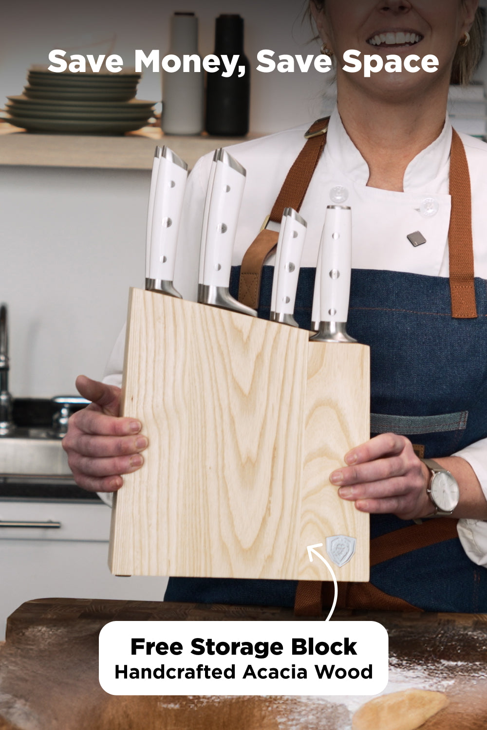 8-Piece Knife Block Set White | Gladiator Series | Knives NSF Certified | Dalstrong ©