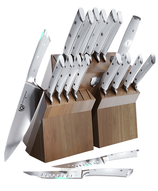 Gladiator Series _ 18-piece Colossal Knife Set with Block | White Handles | Gladiator Series | Knives NSF Certified | Dalstrong © _ 1