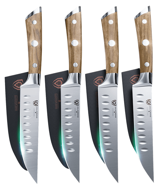 4-Piece Steak Knife Set 5" | Olive Wood Handle | Gladiator Series | Dalstrong ©