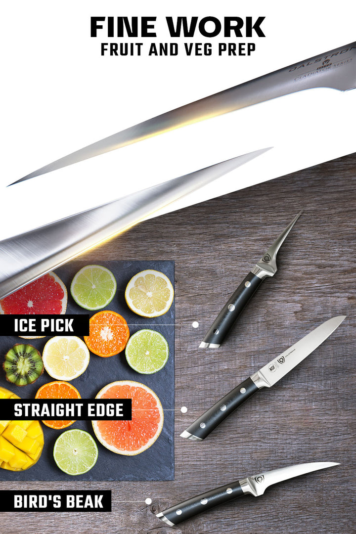 Fruit & Vegetable Paring Knife Set - 3 Piece | Gladiator Series ELITE | NSF Certified | Dalstrong ©