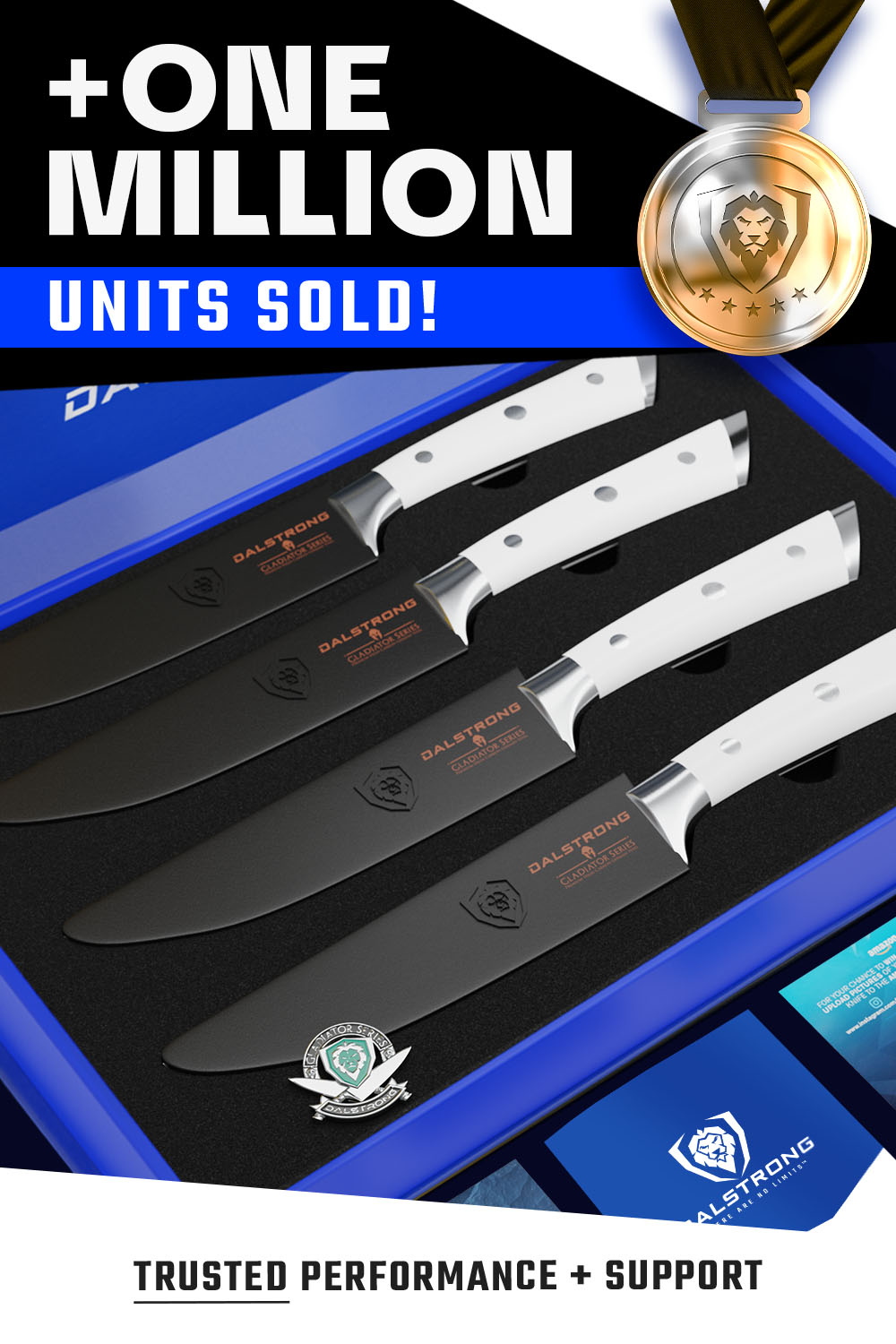 Gladiator Series 4-Piece Straight Edge Steak Knife Set - Thumbnail 2