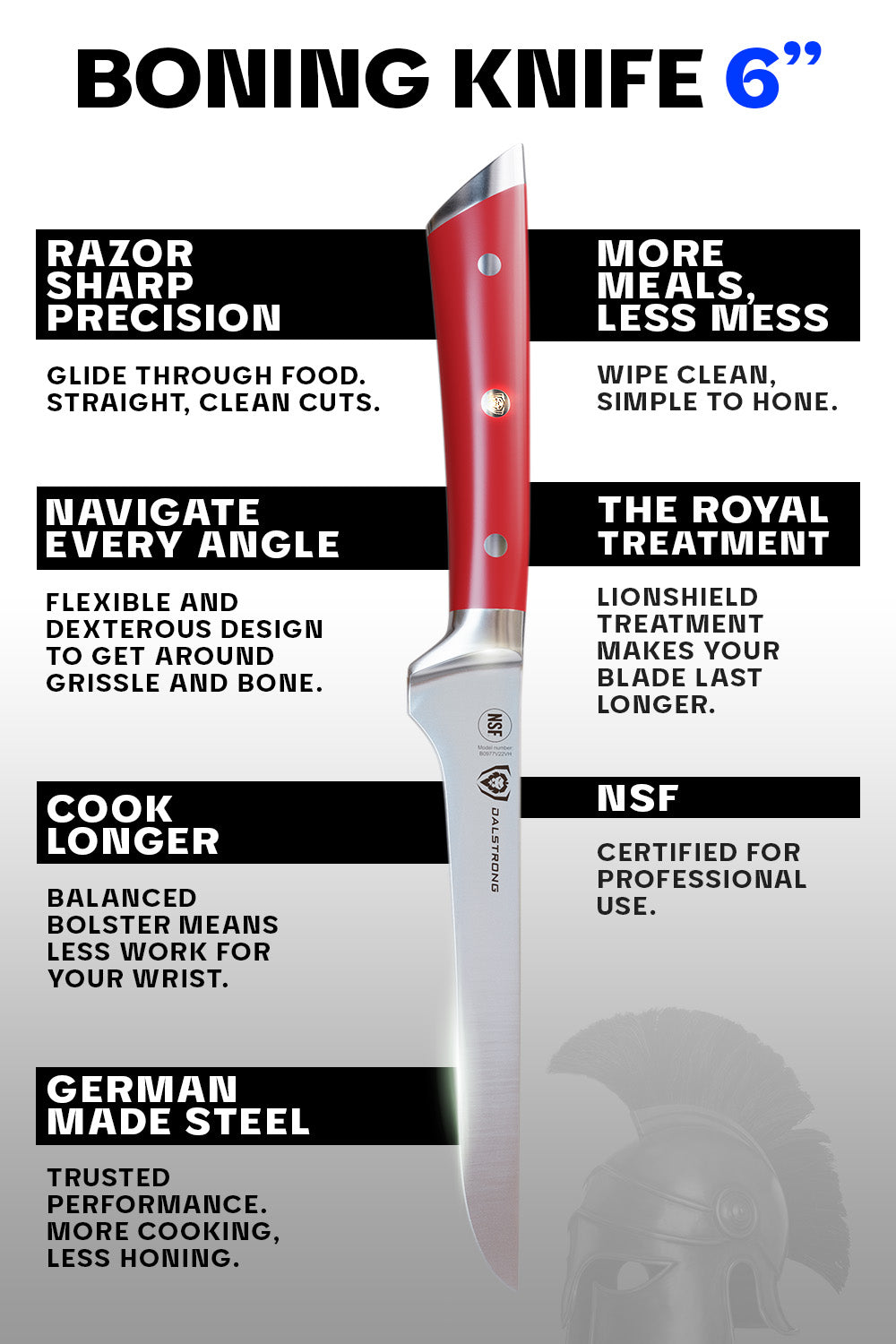 Boning Knife 6" | Crimson Red ABS Handle | Gladiator Series | NSF Certified | Dalstrong ©