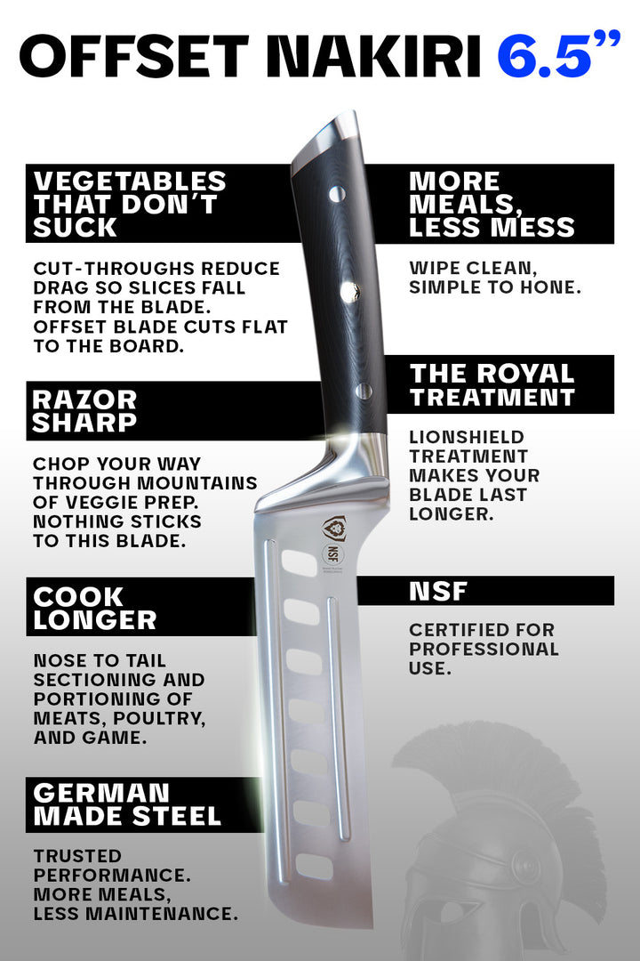 Nakiri Asian Vegetable Knife 6" | Offset Blade | Gladiator Series | NSF Certified | Dalstrong ©