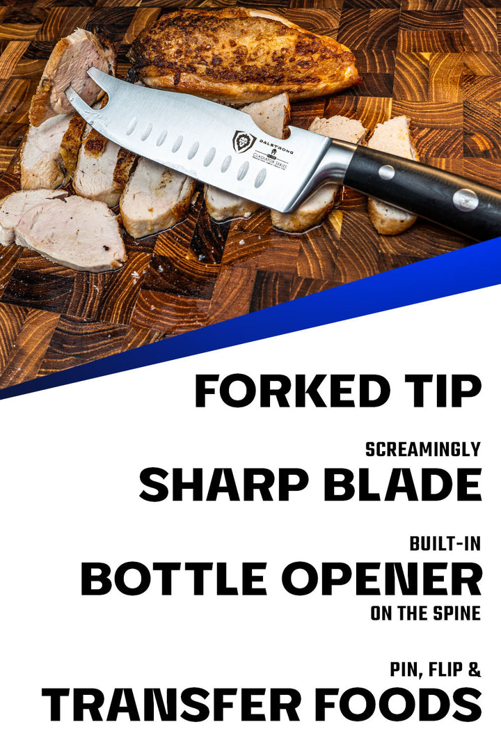 BBQ & Pitmaster Meat Knife 8" with Forked Tip & Bottle Opener | Gladiator Series | NSF Certified | Dalstrong ©