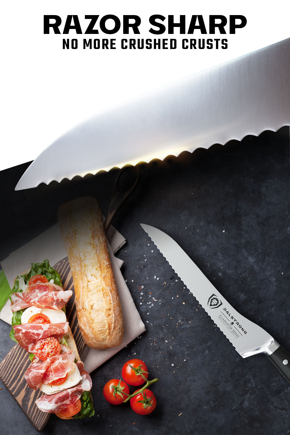 Serrated Offset Bread & Deli Knife 8" | Gladiator Series | NSF Certified | Dalstrong © - 2