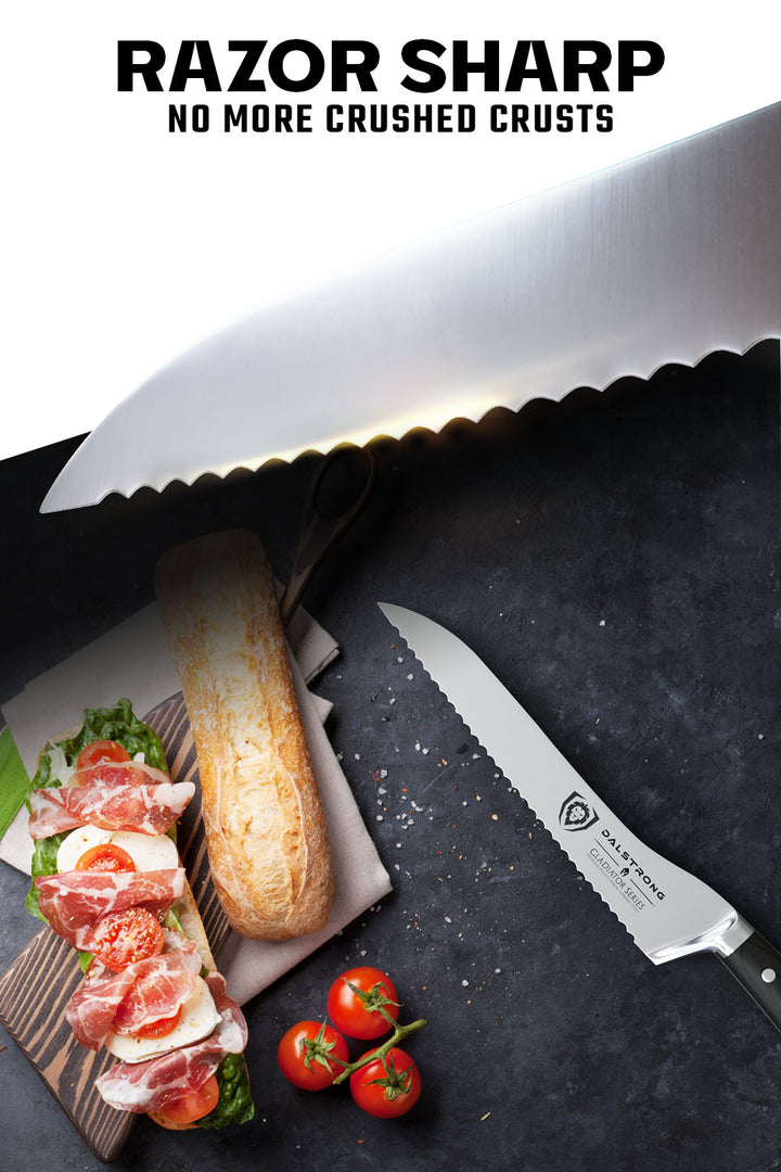 Serrated Offset Bread & Deli Knife 8" | Gladiator Series | NSF Certified | Dalstrong © 2