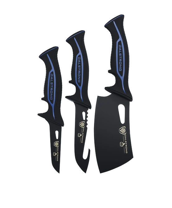 Night Shark Series _ 3-Piece Knife Set | Boning Knife, Hook Knife, Mini Cleaver | Night Shark Series | NSF Certified | Dalstrong © _ 1